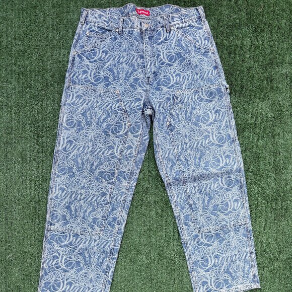 Supreme - Script Jacquard Double Knee Denim Painter Pant Supreme - Script Jacquard Double Knee Denim Painter Pant